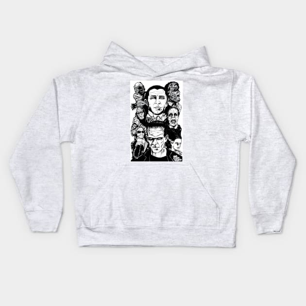 Universal Monsters Kids Hoodie by ArtofOldSchool